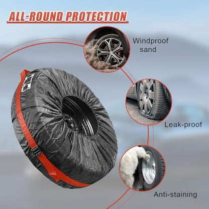 YoRise 4PCS Car Tire Covers Set, Sun Rain Snow Wheel Cover - Image 6