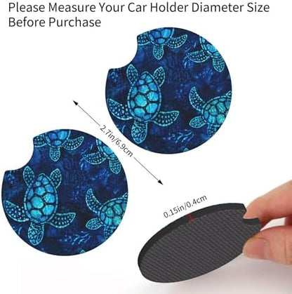 Sea Turtle Steering Wheel Cover 15in + 2 Car Cup Coasters - Image 5