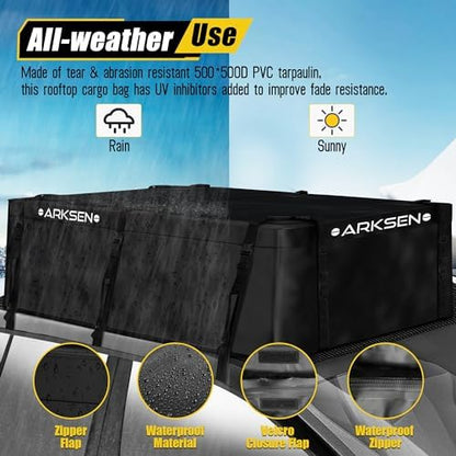 ARKSEN Rooftop Cargo Carrier Bag Extra-Wide 31.5 Cubic Feet Waterproof Heavy - Image 3