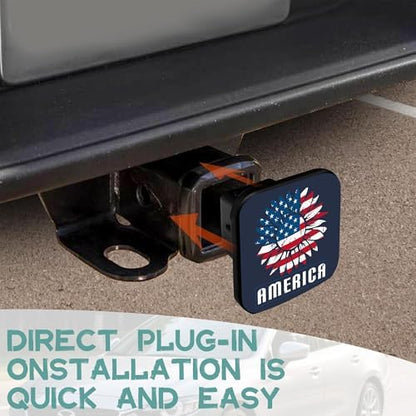 Trailer Hitch Cover, USA American Flag Sunflower Tow Hitch Cover - Image 6