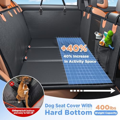 Hard Bottom Dog Car Seat Cover for Back Seat, PU Leather Dog Seat Extender - Image 2