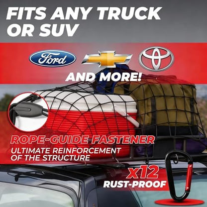 Truck Bed Cargo Net 4' x 6' Stretches to 8' x 12' Heavy Duty - Image 5