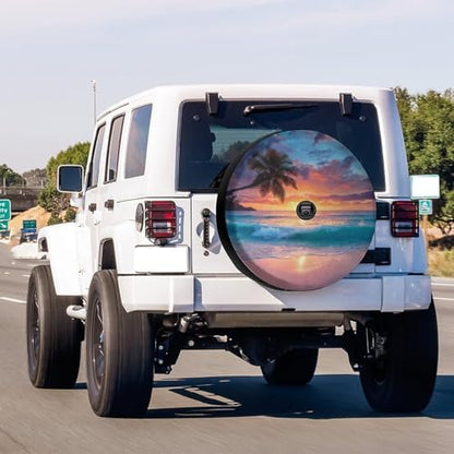 KiuLoam Ocean Sunrise Tropical Palm Tree Spare Tire Cover - Image 2