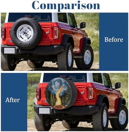 Forest Fire Galaxy Art Spare Tire Cover Waterproof Dust-Proof Spare Wheel - Image 5