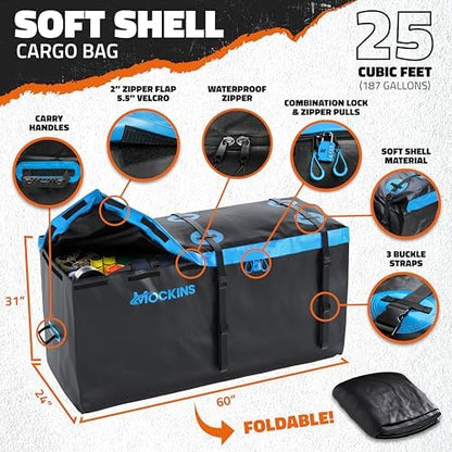Mockins 60"x24"x6" Heavy Duty Steel Folding Trailer Hitch Cargo Carrier - Image 4