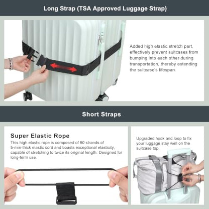 Vigorport Luggage Straps for Suitcases 3 PCS, Adjustable Elastic Tick Rope - Image 4