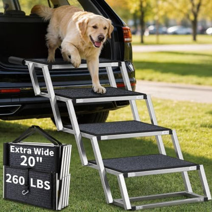 URPOWER Dog Stairs for Large Dogs Extra Wide 20" Dog Steps for Truck Ramp by URPOWER