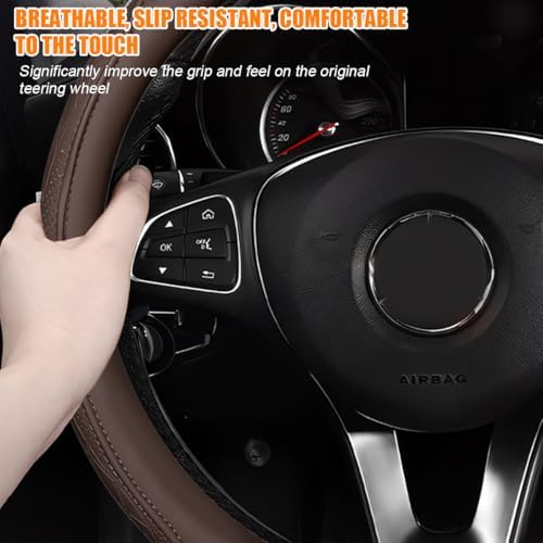 Zpana 14.5-15" Car Steering Wheel Cover, Breathable Soft Leather - Image 5