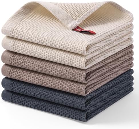 Homaxy 100% Cotton Waffle Weave Dish Cloths, 6 Pack by Homaxy