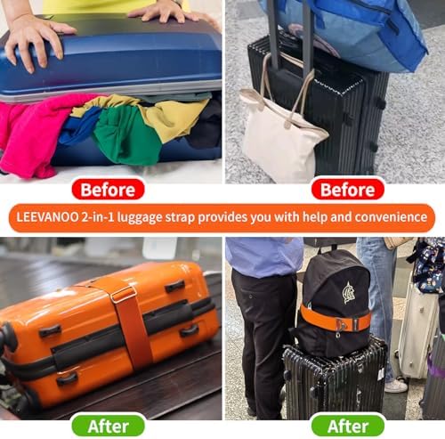 Luggage Straps for Suitcases, 2-in-1 Add a Bag Adjustable Travel Belt Black - Image 3