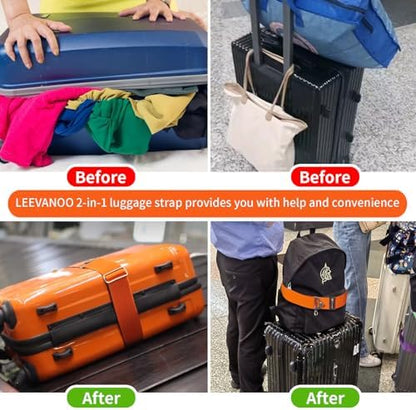 Luggage Straps for Suitcases, 2-in-1 Add a Bag Adjustable Travel Belt Black - Image 3