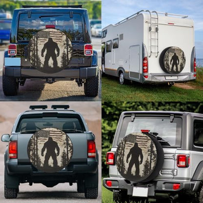 Spare Tire Cover for RV Trailer, American Flag Bigfoot Waterproof Sun Leather - Image 6