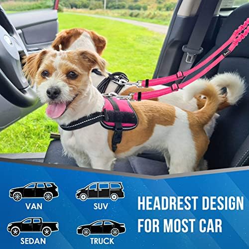Lukovee Double Dog Car Seat Belt, No Tangle Headrest Restraint - Image 4