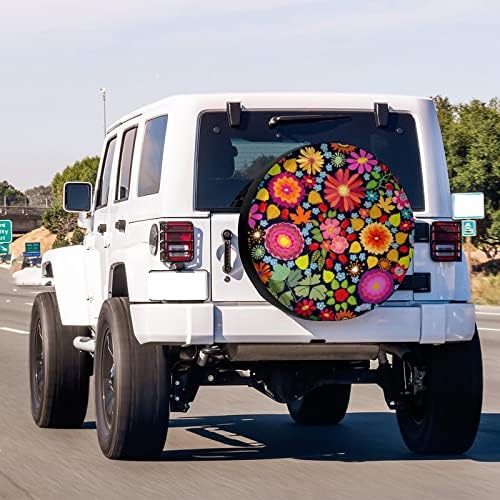 Delerain Spare Tire Cover Colorful Autumn Flowers Wheel Covers Waterproof - Image 3