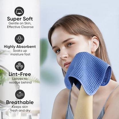 Microfiber Waffle Face Towels, 2 Pieces, Fast Drying, Lint Free 430 GSM - Image 4