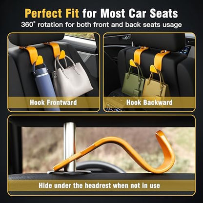 4-Pack Car Headrest Hooks Holds 55lbs Seat Storage Organizer - Image 3