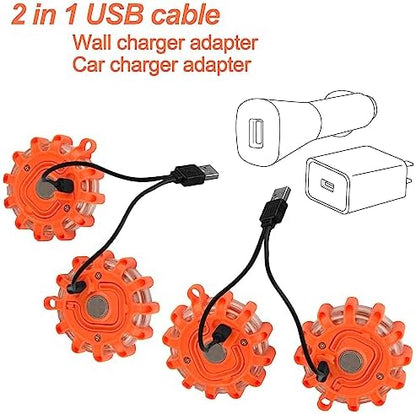Tobfit 4 Pack Rechargeable LED Road Flares Roadside Emergency Car Kit, - Image 7
