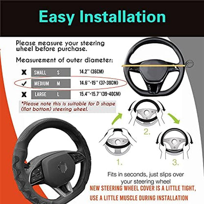 PINCTROT D Shaped Steering Wheel Cover Great Grip 14.5-15 Inch - Image 6