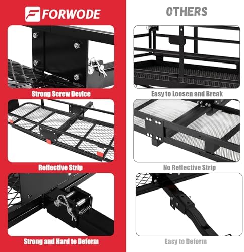 FORWODE 60x20x6 Hitch Carrier for 2 Inch Receiver, 500LB Capacity Hitch Mount - Image 6