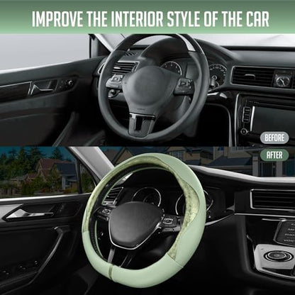 PIC AUTO Steering Wheel Cover, Universal Fit 14.5"–15.5" D-Shape Steering Cover - Image 6