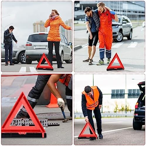 Kanayu 9 Pcs Warning Triangles Dot Reflective Foldable Emergency Safety - Image 6