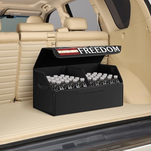 Car Trunk Organizer with Lid, Vintage American Flag USA Print Collapsible - Image 4