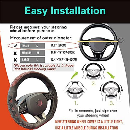 PINCTROT D Shaped 14 Inch Small Steering Wheel Cover Great Grip - Image 6