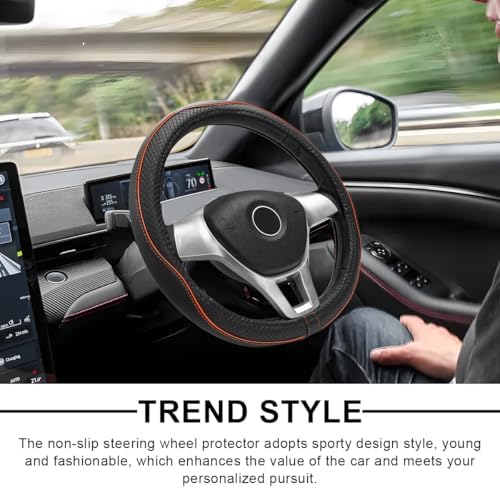 Car Steering Wheel Cover, 15 Inch Anti-Slip Breathable Leather Auto Steering - Image 5