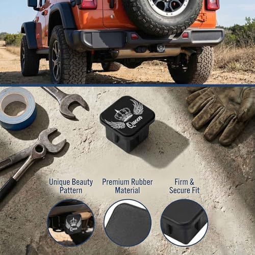 2 Inch Queen Crown Trailer Hitch Cover Rubber Receiver Tube Plug Cap, Tow Hitch - Image 3
