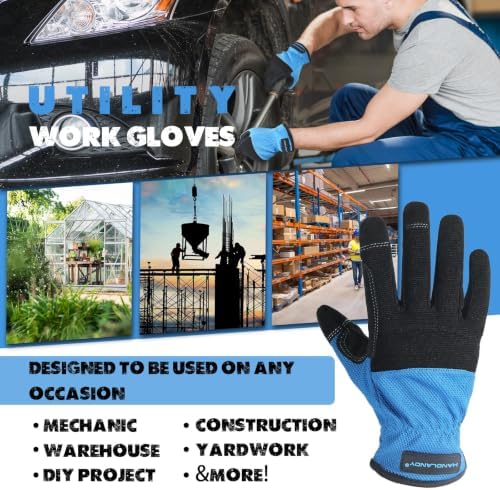 HANDLANDY Work Gloves for Men & Women, Utility Mechanic Working Gloves Touch - Image 5