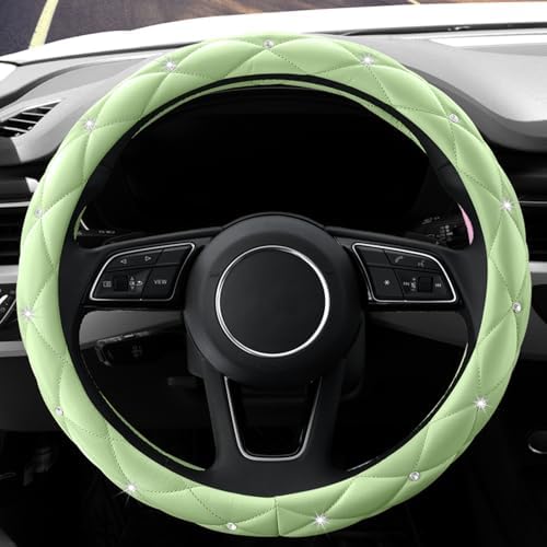 YOGURTCK Cute Diamond Soft Leather Anti-Slip Steering Wheel Cover - Image 2