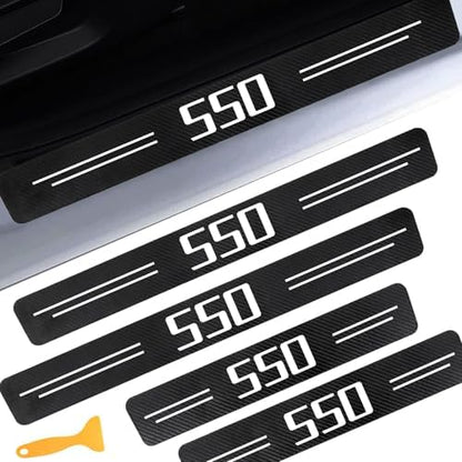 Door Sill Protectors for 5-Serie M550i, Carbon Fiber Leather Front/Rear Door by CHIYLE
