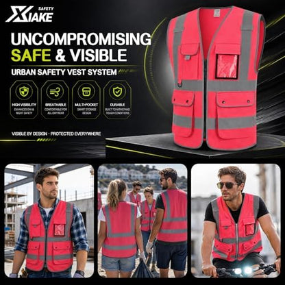 XIAKE Reflective Safety Vest for Men & Women High Visibility Class 2 Vest - Image 6