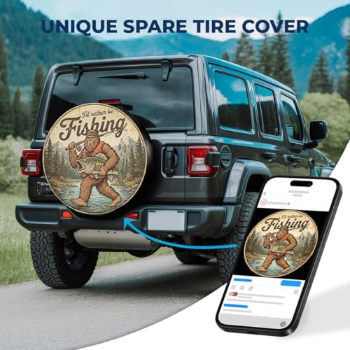 GENANY Forest Fishing Art Thick PVC Leather Spare Tire Cover Size 17 - Image 2