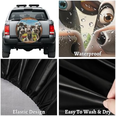 Spare Tire Cover for RV Trailer, Funny Cows Waterproof Sun Leather Wheel Cover - Image 4