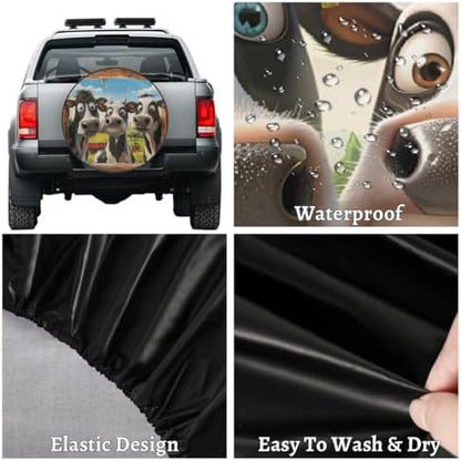 Spare Tire Cover for RV Trailer, Funny Cows Waterproof Sun Leather Wheel Cover - Image 4