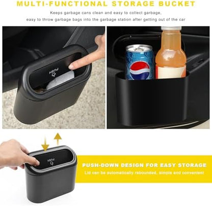 Car Trash Can Bin with Lid, Mini Portable Auto Garbage Can with 15Pcs Trash Bags - Image 4