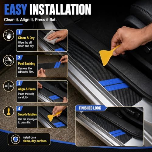 4PCS Car Door Entry Guard Sticker, Car Door Sill Protector - Image 5