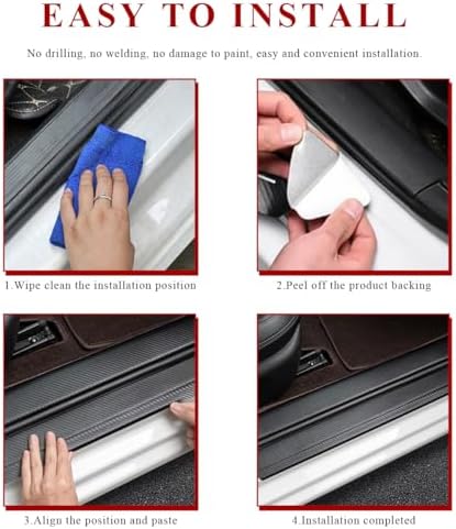9 PCS Car Door Sill Protector, Anti-Scratch Carbon Fiber Car Door Entry Guards - Image 4
