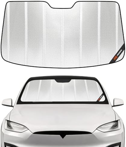Pigenius Windshield Sun Shade for Tesla Model X 2016-2025. Reflective Aluminum by Pigenius
