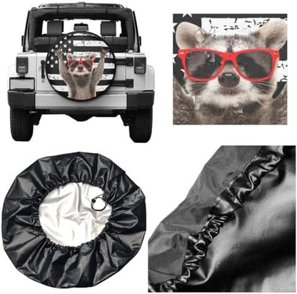 Spare Tire Covers for Trailers, Funny Raccoon Rock Flag USA Wheel Protectors - Image 5