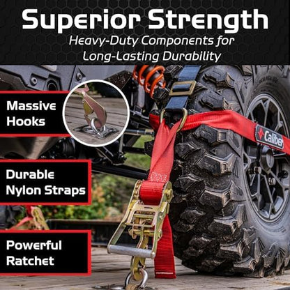Caliber Trailblazer ORV Heavy-Duty Tie Down Straps, 2-Way Tension Around Tire - Image 4