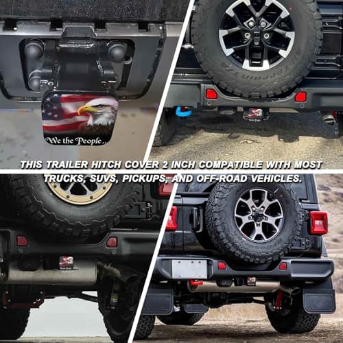 2 Inch Eagle American Flag Trailer Hitch Cover Rubber Receiver Tube Plug Cap - Image 5