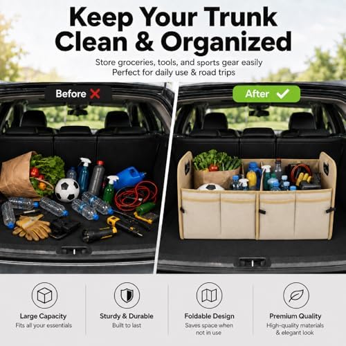 PAT SAM'S Car Trunk Organizer for SUV, Collapsible Storage Box - Image 2