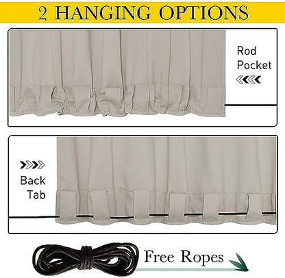 NICETOWN Outdoor Curtains Waterproof Fixed Bottom W52xL95 Natural - Image 3