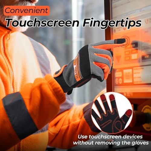 HANDLANDY Work Gloves for Men & Women, Utility Mechanic Working Gloves Touch - Image 4