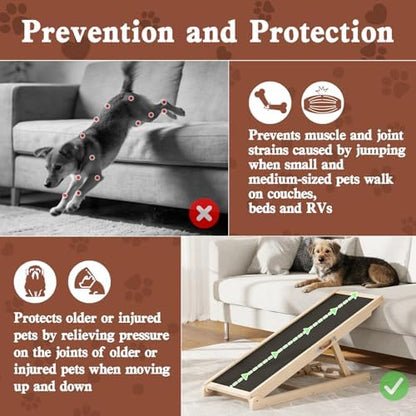 Dog Ramp for Bed Couch Car, 39.4" Long Wooden Steps for Small Pets - Image 5