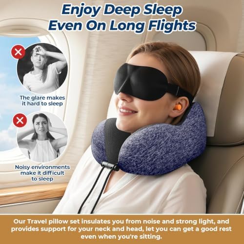 ExploreBliss Travel Pillow, Neck Pillow Airplane, Mottled Blue - Image 5