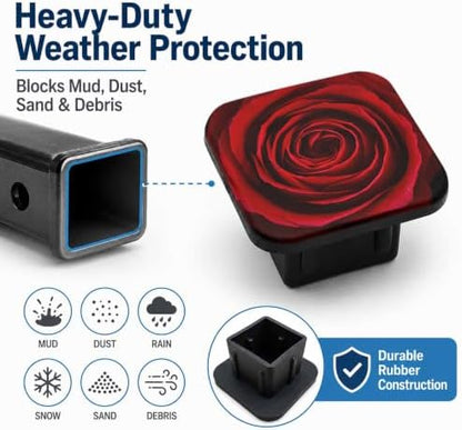 Red Rose Hitch Cover Receiver Tube Hitch Plug, Tool-Free Install Tow Hitch - Image 6
