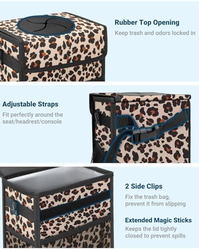 Capolo Car Trash Can with Lid, Leakproof Car Garbage Can Car Trash Bag - Image 3